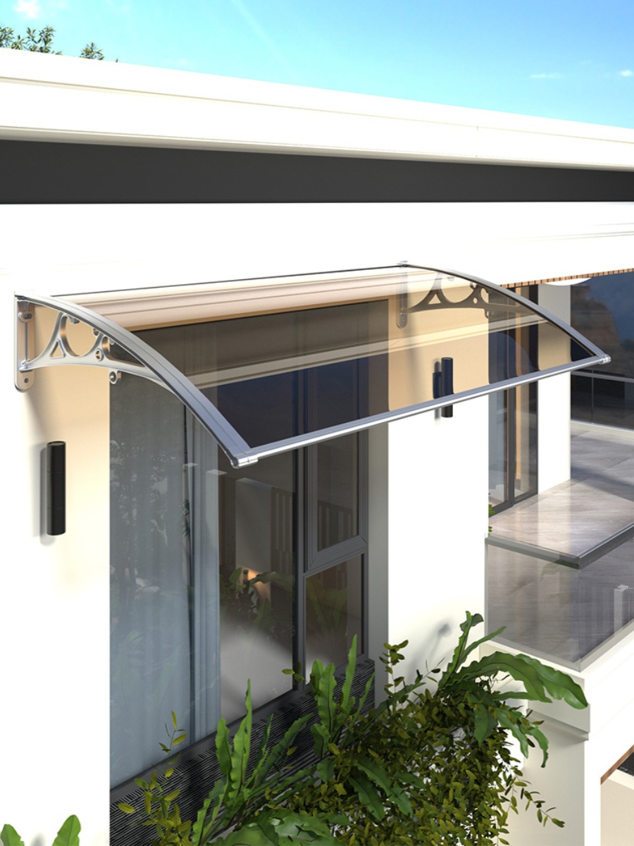 挡雨板无声雨棚屋檐雨搭窗户家用防雨户外耐力板铝合金阳台遮雨篷 - 图2