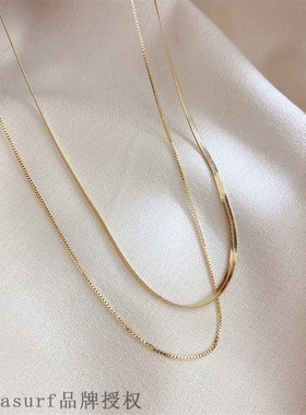 Titanium steel double-layer chain necklace European and Ame