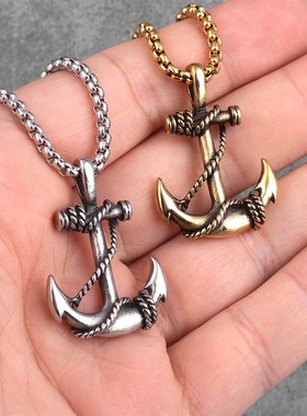 Stainless Steel Sea Anchor Sailor Man Men Necklaces Chain Pe