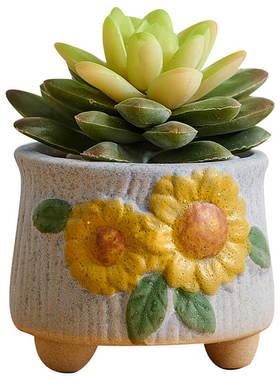 可爱向日葵花盆仿真多肉绿植盆栽室内小植物装饰品假花办公桌摆件