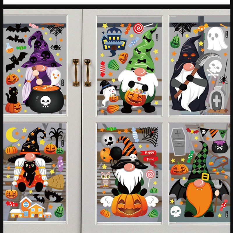 网红Halloween Gnome Window Clings Decals Decorations Window - 图2