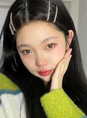 金智妮jennie同款发卡一字水钻发夹少女边夹侧边刘海夹子头饰卡子