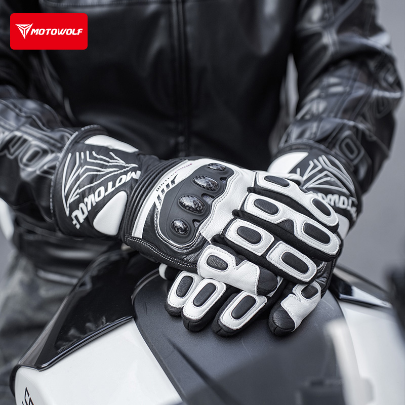 摩多狼摩托车保暖手套机车骑行装备防风防水防摔可触屏秋冬季手套 - 图0