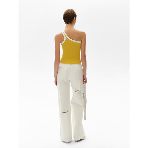 【叶舒华颖儿同款】CalledBack背心吊带女撞色单肩修身打底上衣 - 图2