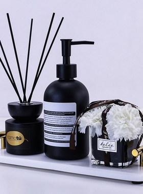 卫生间香薰摆件洗手台装饰大理石托盘套装酒店样板间洗手间软饰品