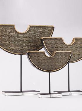 现代新中式树脂工艺品摆件新古典半圆样板房间别墅艺术品软装饰品