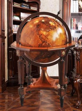 50CM立体浮雕实木地球仪宾馆酒店客厅大堂落地摆件家居礼品