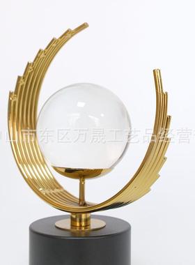 地球仪桌面摆件办公室高级感老板台创意会议室金属水晶球装饰品