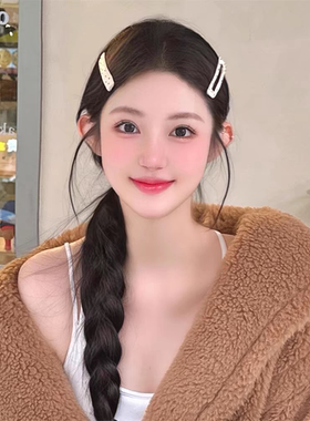 韩系黑白波点发夹女前额碎发