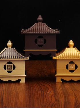 N-119黄铜铜亭子香炉摆件家居书房式装品中创意香薰炉纯铜器盘香