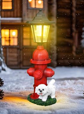 新款LD-032消防栓狗树脂摆件太阳户能外园花庭院坪草装饰防水工艺