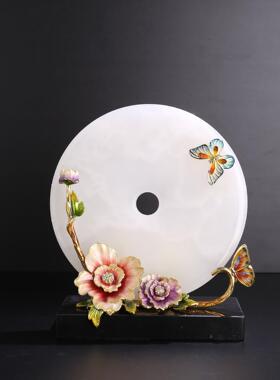 珐琅彩安扣玉石扣装饰摆件然天客厅电视柜关电平CF-06205视柜高档