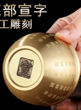 百福铜米缸黄铜精雕铜缸聚宝盆客厅铜摆件家居米缸装饰品摆件