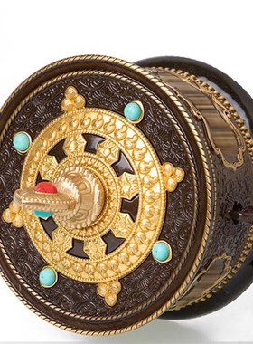 速发藏转转金简轮手铜转轮大号转金桶西藏家用摆设纯摇手持式筒摆