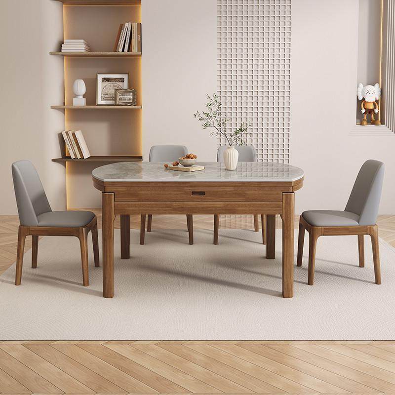 馨佰利实木岩板餐桌现代简约家用吃饭桌轻奢全实木伸缩电磁炉圆桌,淘宝优惠券,粉丝福利购,淘宝优惠卷