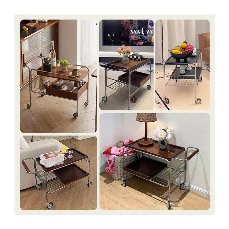 实木中古移动小推车沙发边几可移动复古美式茶几客厅网红边柜餐车,淘宝优惠券,粉丝福利购,淘宝优惠卷