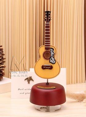 小提琴模型20cm大提琴旋转音乐盒电吉他八音盒送朋友老师生日卡农