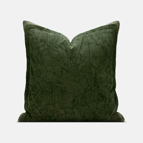 北欧现代新中式轻奢沙发样板间绿色褶皱纹理飞边定制抱枕床头靠垫 - 图3