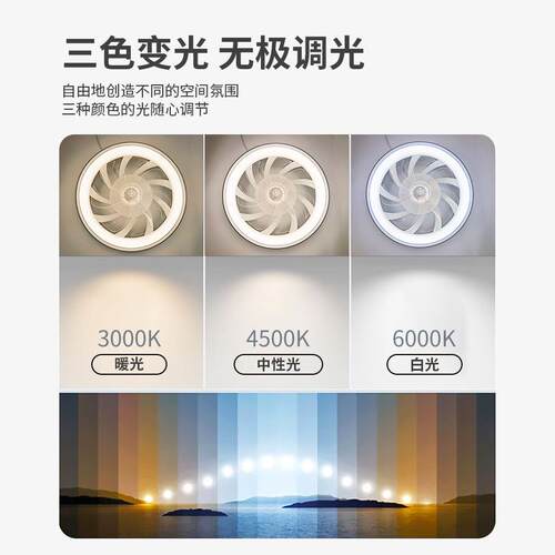 风扇灯具客厅卧室极薄吸顶灯吊扇灯6档无极变频可调光led - 图3