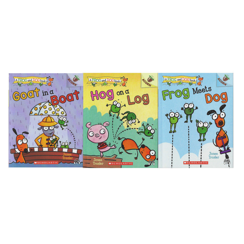 【可点读了 送课程送音频】学乐英文原版A Frog and Dog Book一只青蛙和一只狗系列3册 幽默搞笑盒装绘本橡子系列章节英语故事书
