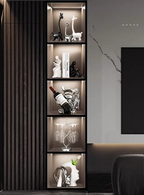 现代简约客厅酒柜装饰品摆件轻奢别墅大平层家居玻璃柜工艺品