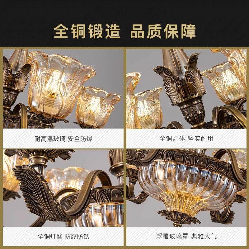 新品美式吊灯全铜客厅灯具欧式餐厅灯卧室灯现代简约大气复古灯具,淘宝优惠券,粉丝福利购,淘宝优惠卷