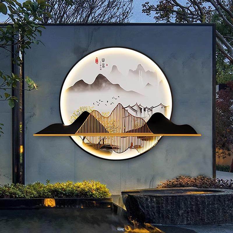 太阳能户外壁灯防水新中式别墅庭院灯造景林园景观装饰山水壁画灯,淘宝优惠券,粉丝福利购,淘宝优惠卷