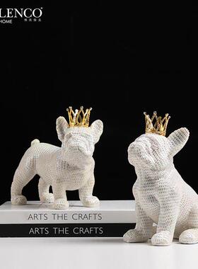 北欧轻奢炫彩皇冠犬动物摆件样板间儿童房创意家居趣味桌面装饰品