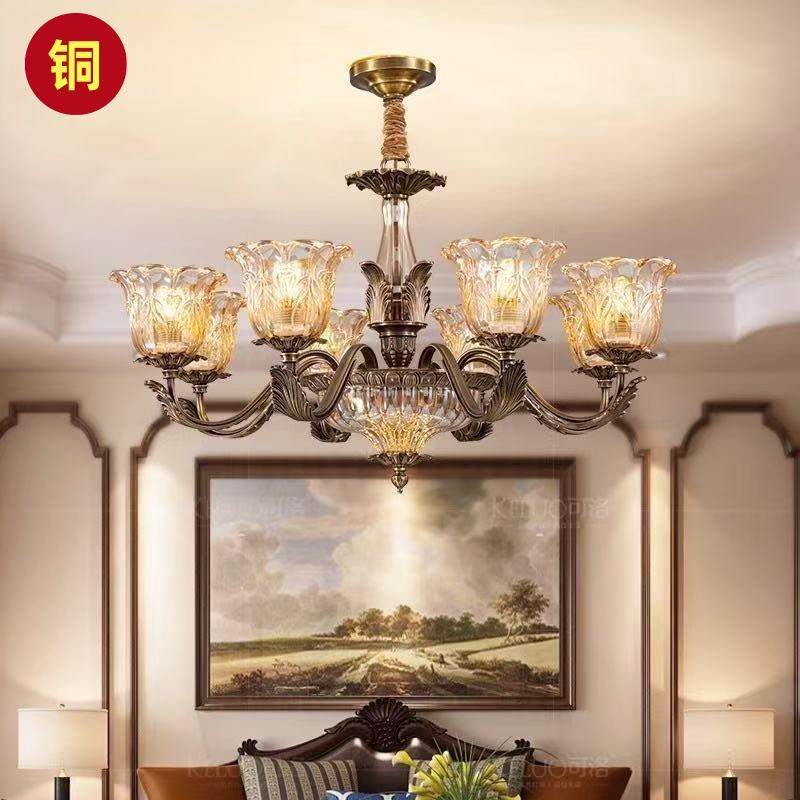 新品美式吊灯全铜客厅灯具欧式餐厅灯卧室灯现代简约大气复古灯具,淘宝优惠券,粉丝福利购,淘宝优惠卷