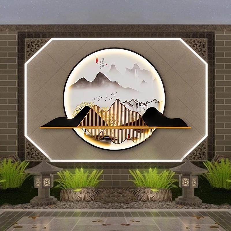 太阳能户外壁灯防水新中式别墅庭院灯造景林园景观装饰山水壁画灯,淘宝优惠券,粉丝福利购,淘宝优惠卷