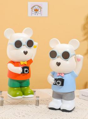 卡通可爱拍照熊摆件客厅家居电视柜酒柜乔迁新居搬新家装饰品套装