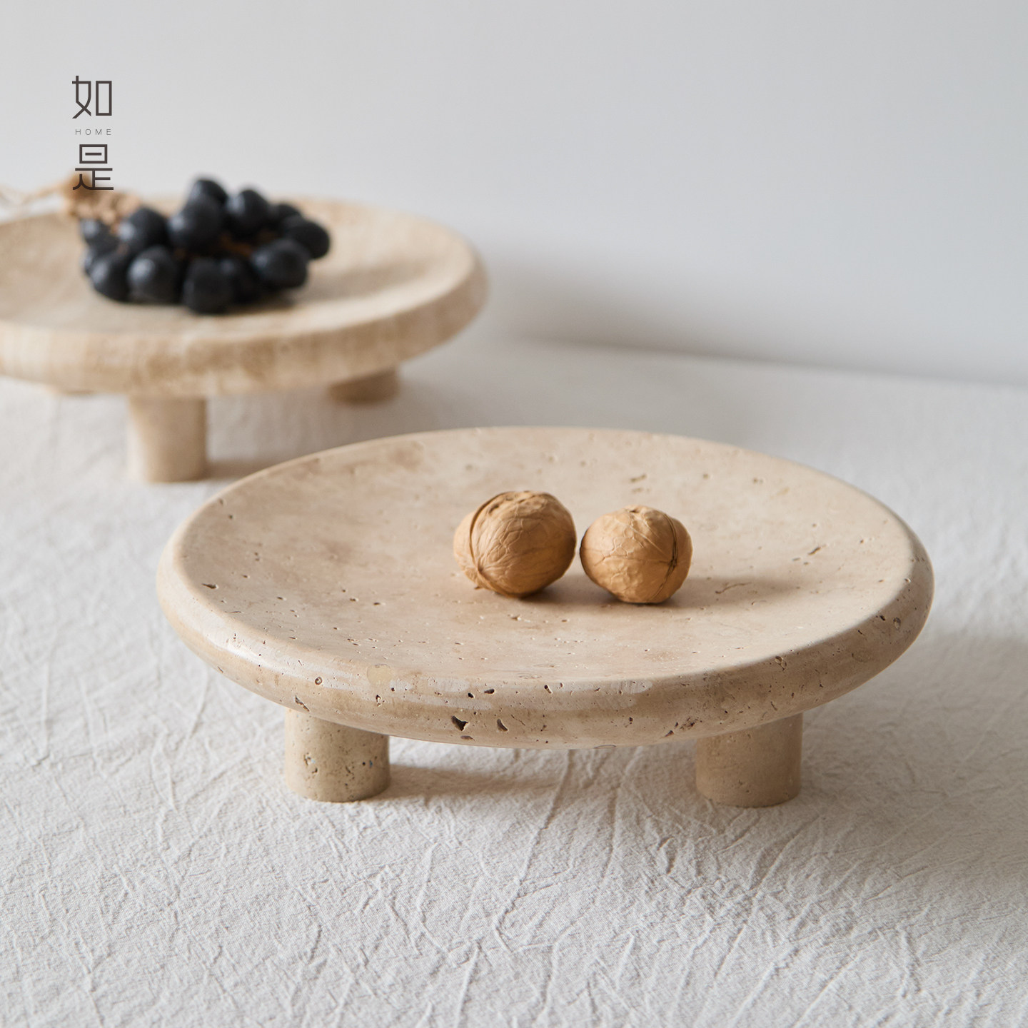 如是/侘寂风复古创意洞石果盘摆件民宿奶油风装饰品坚果托盘果盘,淘宝优惠券,粉丝福利购,淘宝优惠卷