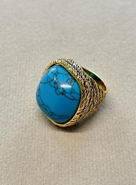 法国小众设计多种颜色宝石戒指天然石中古时尚高级感vintage指环