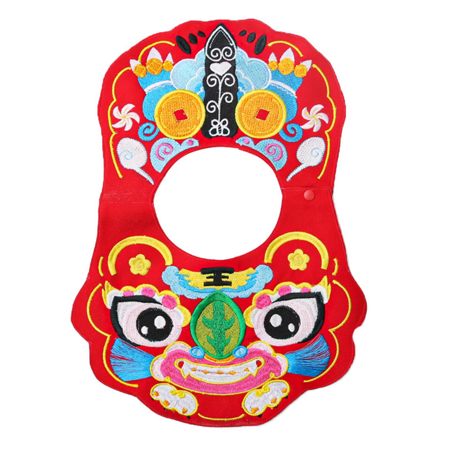 National trend children's cloud shoulder newborn embroidered tiger head bib infant saliva towel male and female baby revolving bib