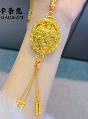 香包金店同款沙金高品质龙凤香囊吊坠项链新中式编织毛衣链复古