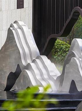 不锈钢假山雕塑定制镂空切片大型户外水景园林山形造景摆件