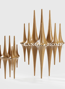 现代轻奢倒影椎体摆件创意样板间别墅酒店售楼处会所大堂软装饰品