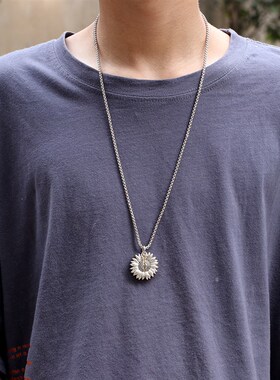 极速欧美时尚新款创意向日葵可打开刻字吊坠项链百搭饰品情侣礼物