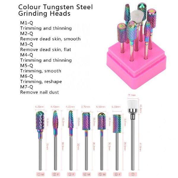 7pcs Professional Nail Art Grinding Head Dead Skin Removal - 图1