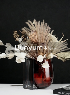 简约现代透明气泡玻璃花瓶家居软装饰品样板房间餐桌花器插花摆件