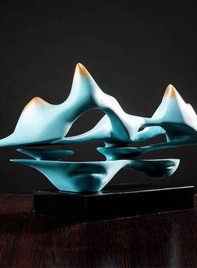 抽象艺术假山玻璃钢摆件酒店大堂玄关餐厅过道样板房新中式雕塑