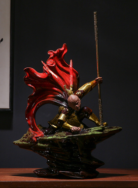 新中式陶瓷斗战胜佛禅意摆件客厅家居齐天大圣工艺品软装饰品摆设