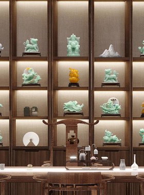 新中式摆件高端样板房创意客厅酒柜玄关博古架书房禅意家居装饰品