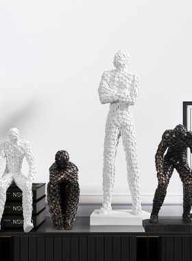 北欧抽象人物装饰样板房售楼处马赛克雕塑艺术品摆件软装陈设饰品