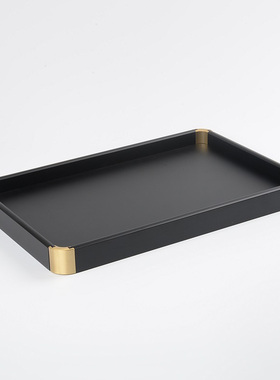 中式长方形托盘摆件样板房间书房茶室茶几茶盘果盘软装装饰品摆设