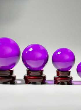 高档紫色水晶球摆件客厅酒柜玄关办公室桌家居摆件