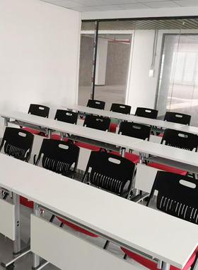 会议室开会椅培训班椅子桌椅一体带写字板折叠培训椅带桌板会议椅