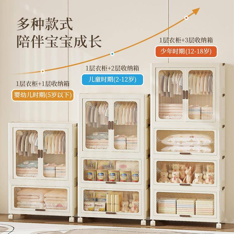 儿童衣柜家用多层折叠收纳柜婴儿宝宝衣物卧室置物一件起批储物柜 - 图1