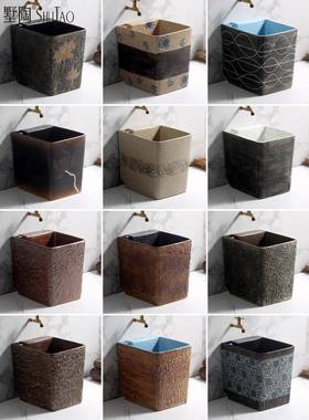 ft阳台复古拖把池中式家用卫生庭院户外侧排水陶瓷洗拖布池