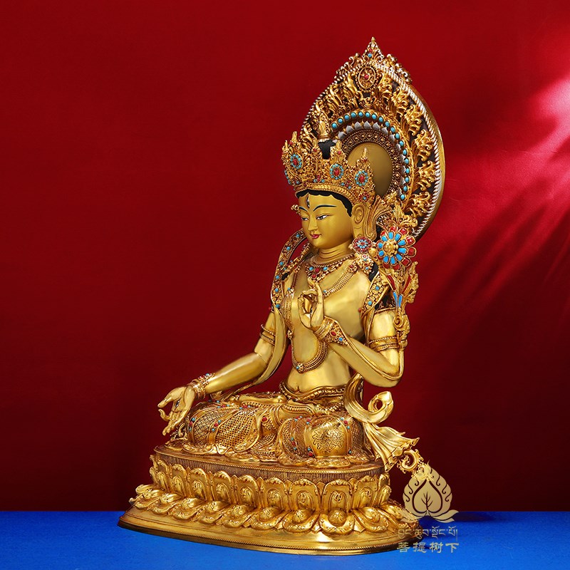 速发尼泊尔工艺白度金家用佛像铜鎏母西藏铜佛像白度母摆件7寸10 - 图0